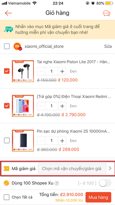 Hướng dẫn nhập mã giảm giá tại Shopee