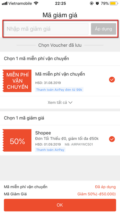 Hướng dẫn nhập mã giảm giá tại Shopee