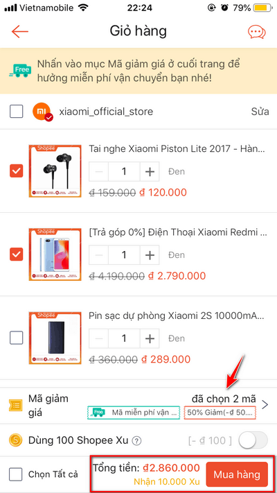 Hướng dẫn nhập mã giảm giá tại Shopee