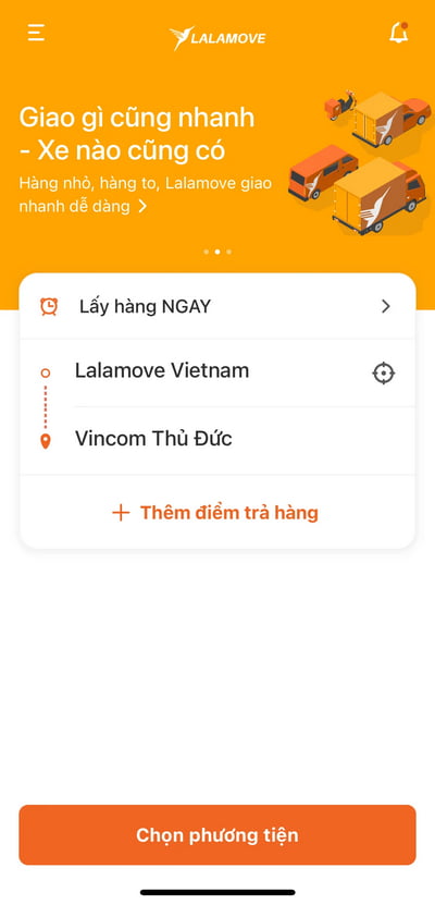 Tạo đơn trên Lalamove