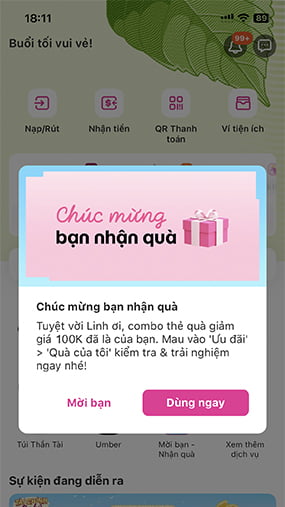 Nhận quà giới thiệu MoMo