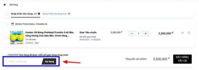 Cách nhập mã giảm giá Fado