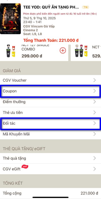 Săn vé xem phim CGV